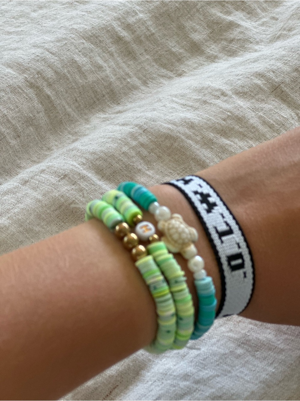Beaded Stack Bracelet Set with Turquoise & Lime Accents